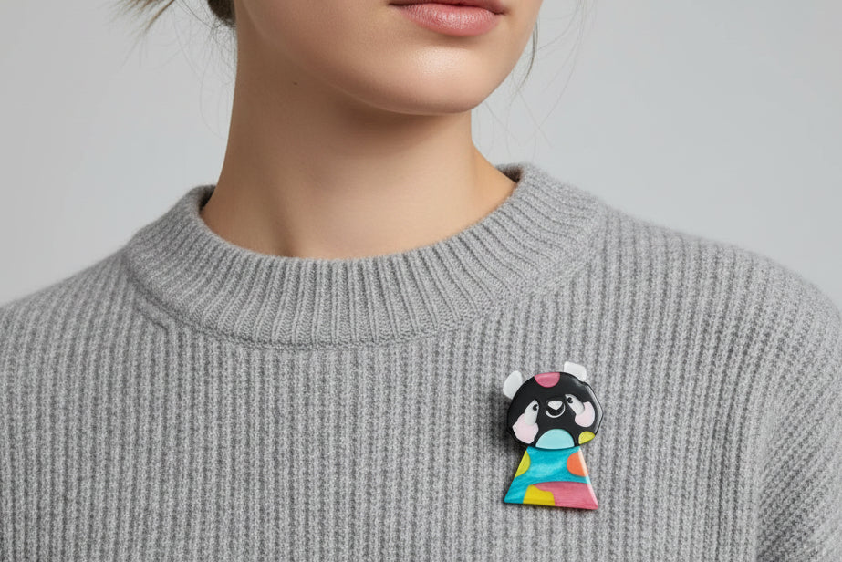 Acrylic Panda & Colorful Bear Brooches