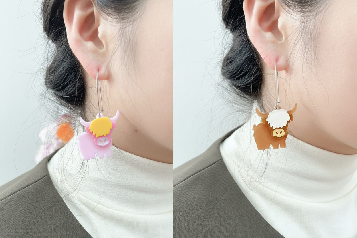 Pendientes de vaca de las tierras altas en capas