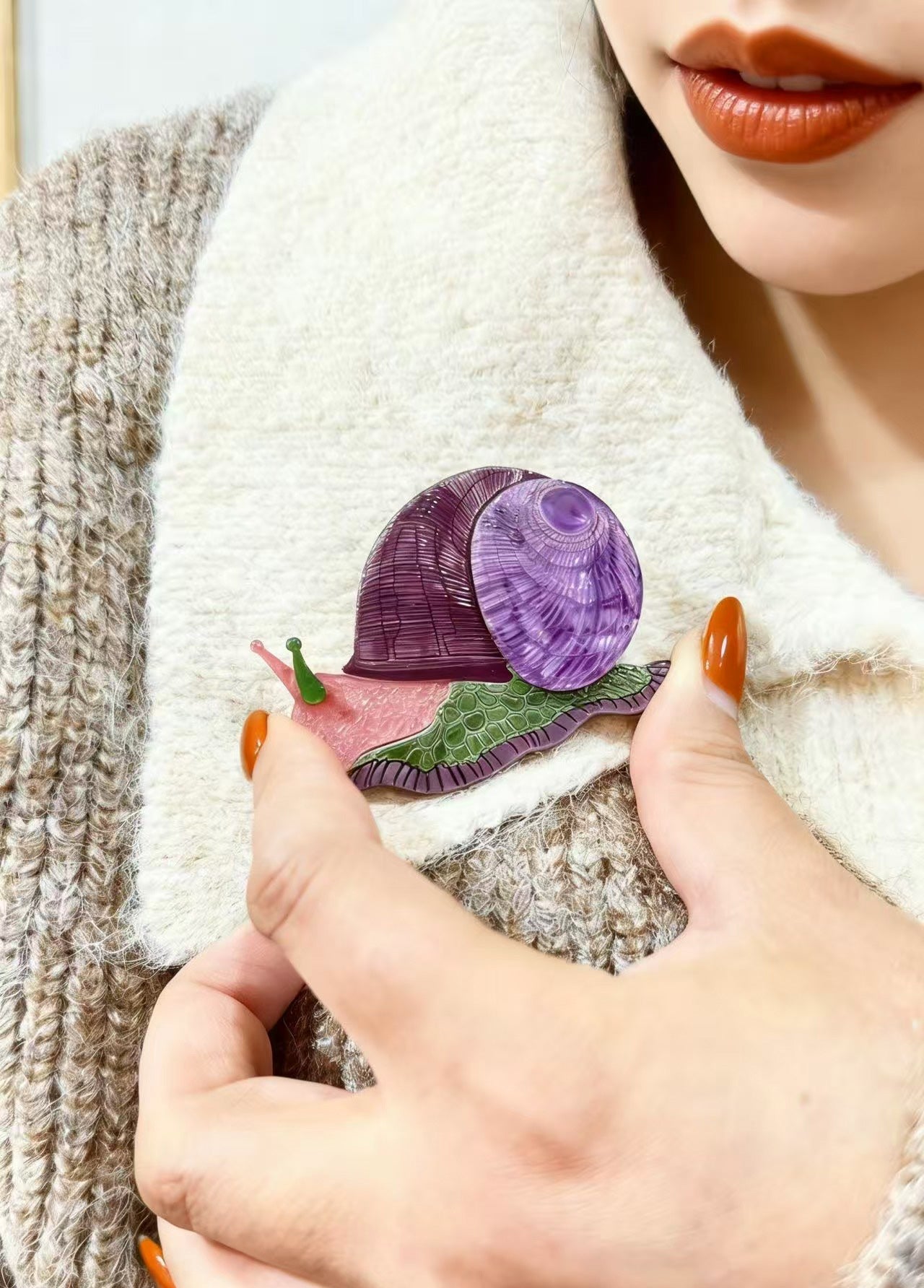 Slow Snail Acrylic Brooch
