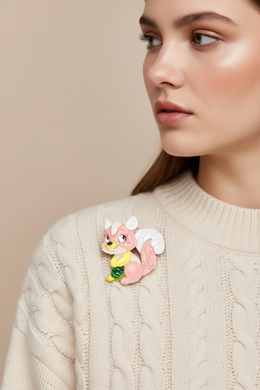 Cute Squirrel Acrylic Brooch