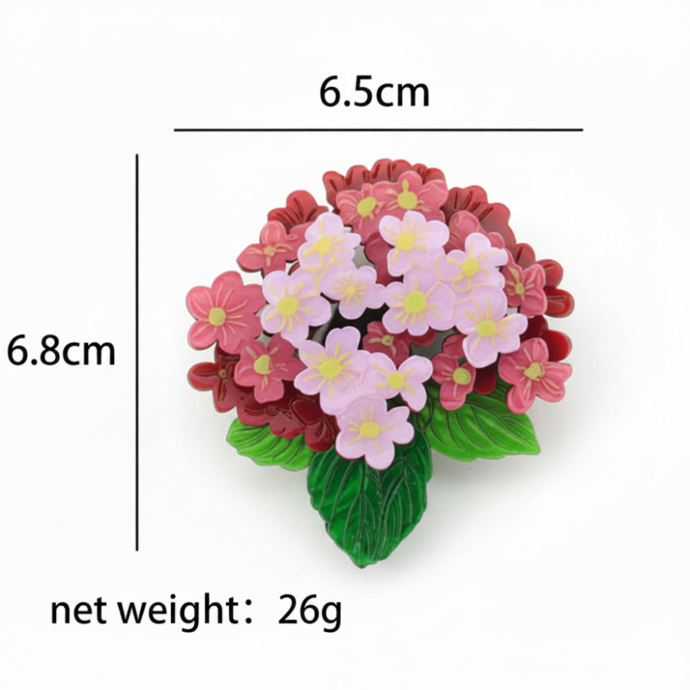 Broche de acrílico de hortensia