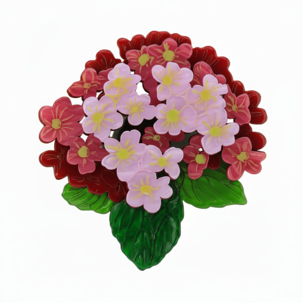 Broche de acrílico de hortensia