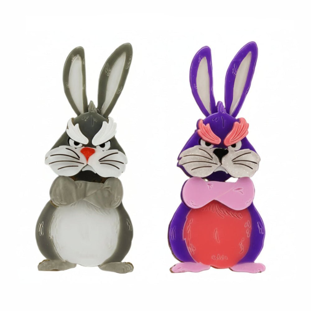 Grumpy Bunny Acrylic Brooch