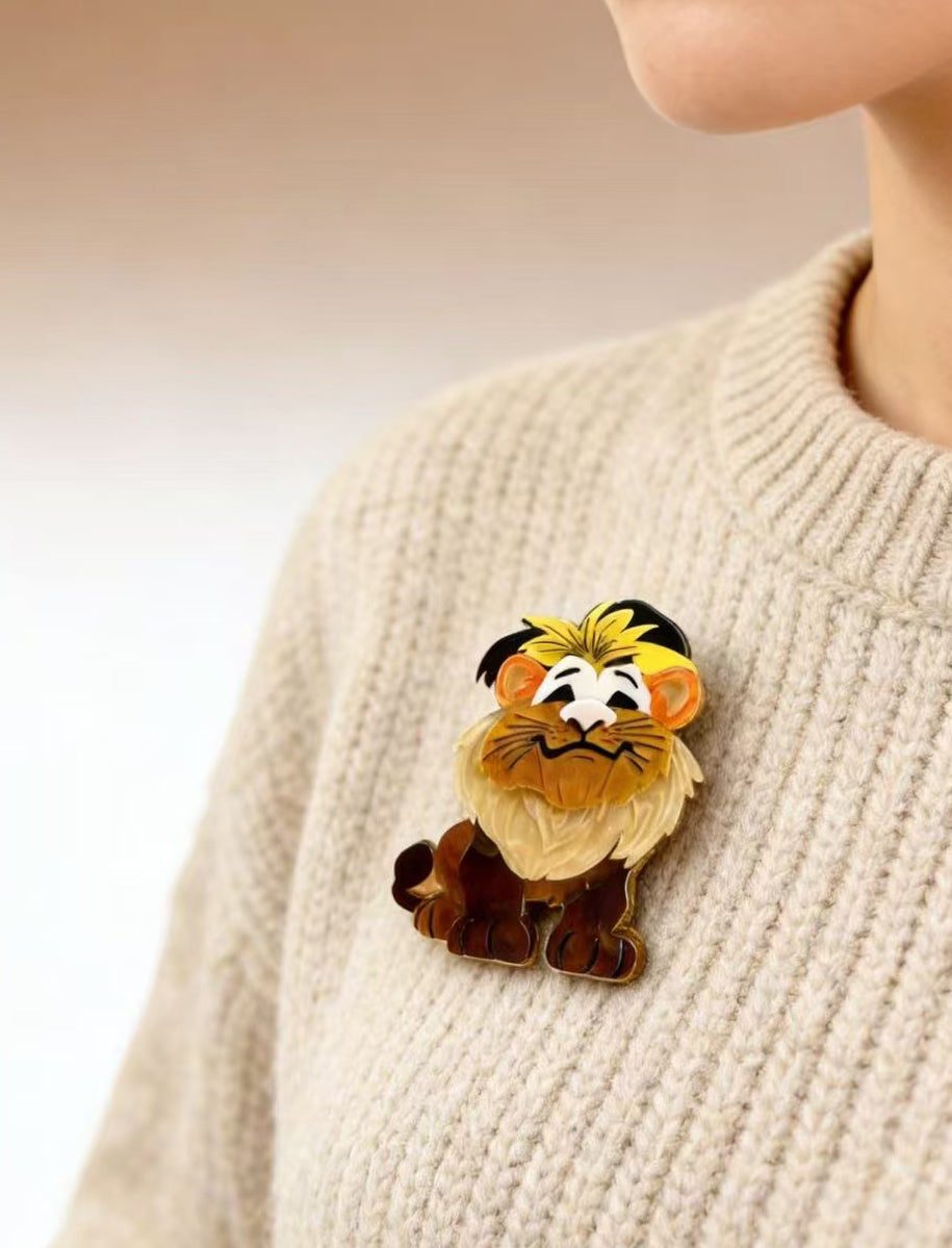 Smiling Leo Lion Acrylic Brooch