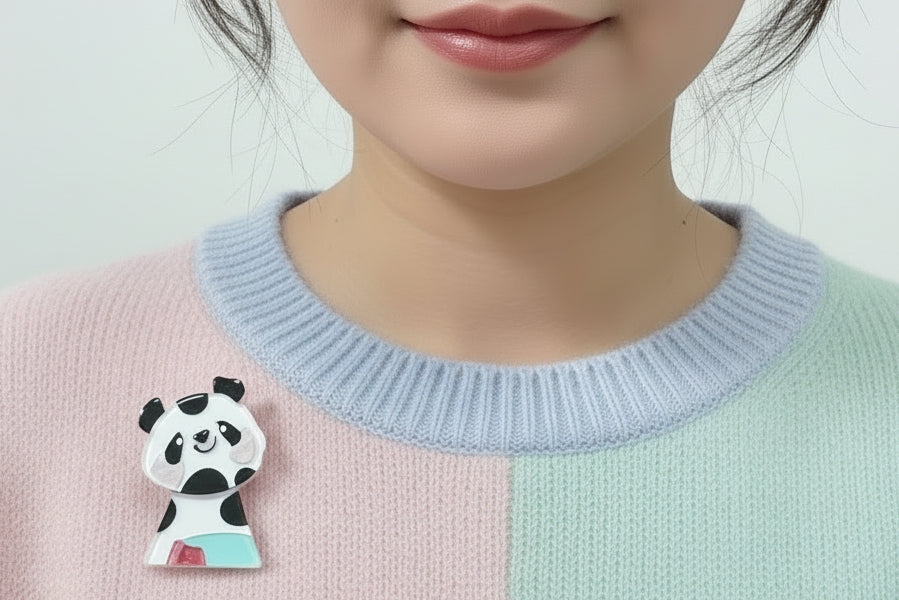 Acrylic Panda & Colorful Bear Brooches