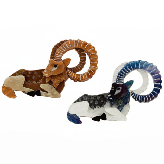 Horned Majesty Ram Brooch