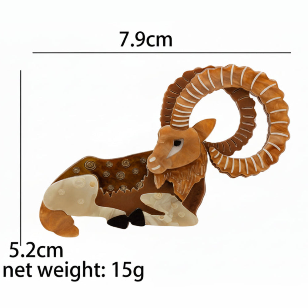 Horned Majesty Ram Brooch