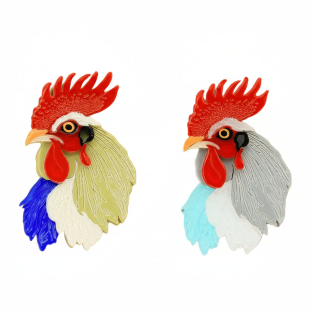 Vintage Rooster Acrylic Brooch