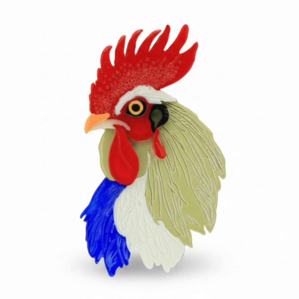 Vintage Rooster Acrylic Brooch