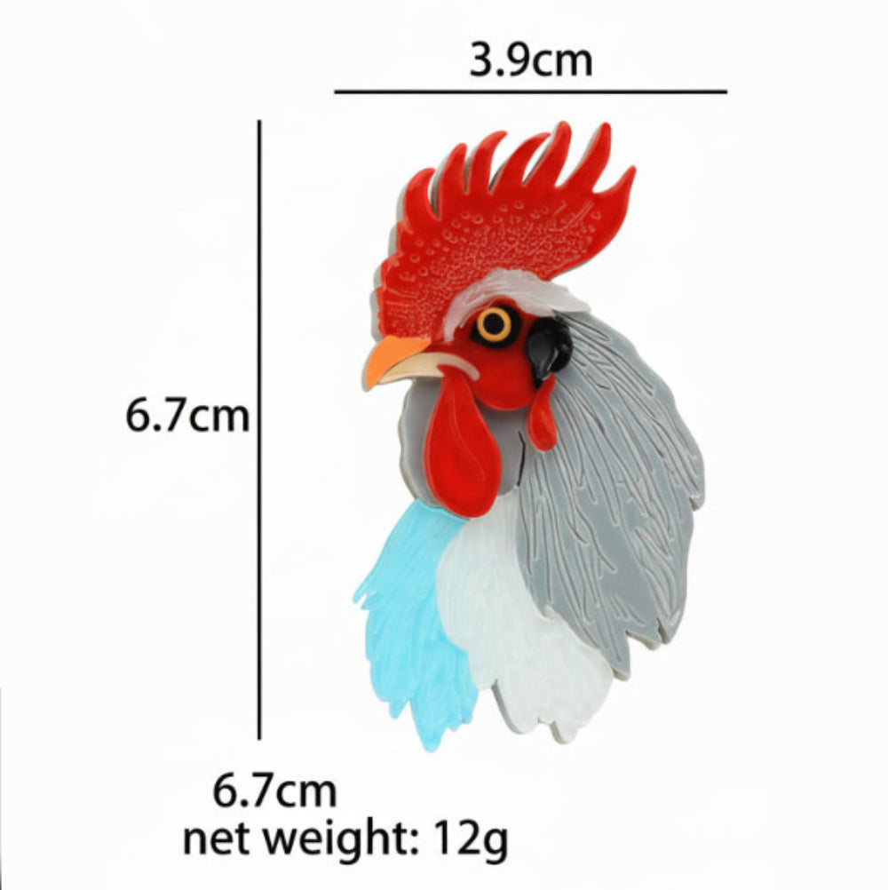 Vintage Rooster Acrylic Brooch