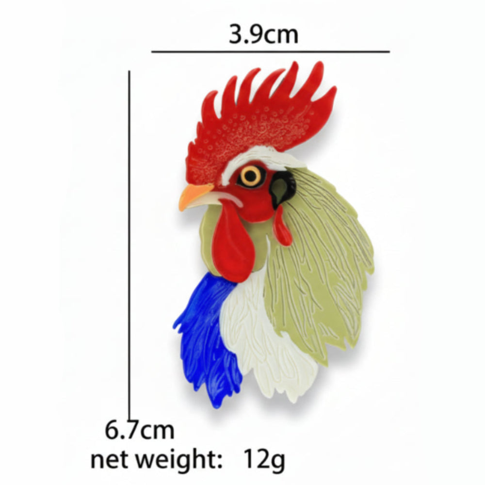 Vintage Rooster Acrylic Brooch
