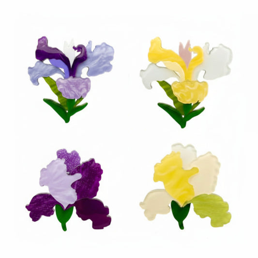 Set di 4 spille acriliche a forma di iris - 4 stili