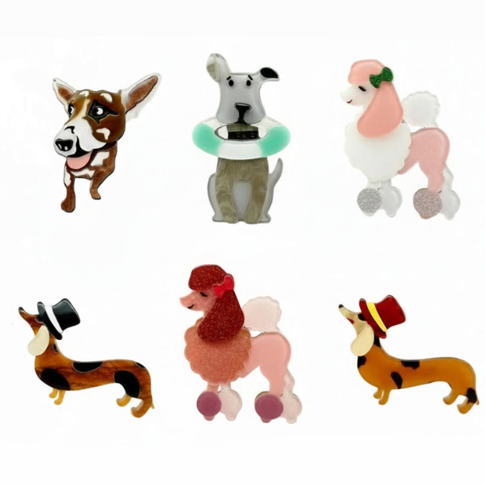 Cute Dogs Acrylic Brooch Set