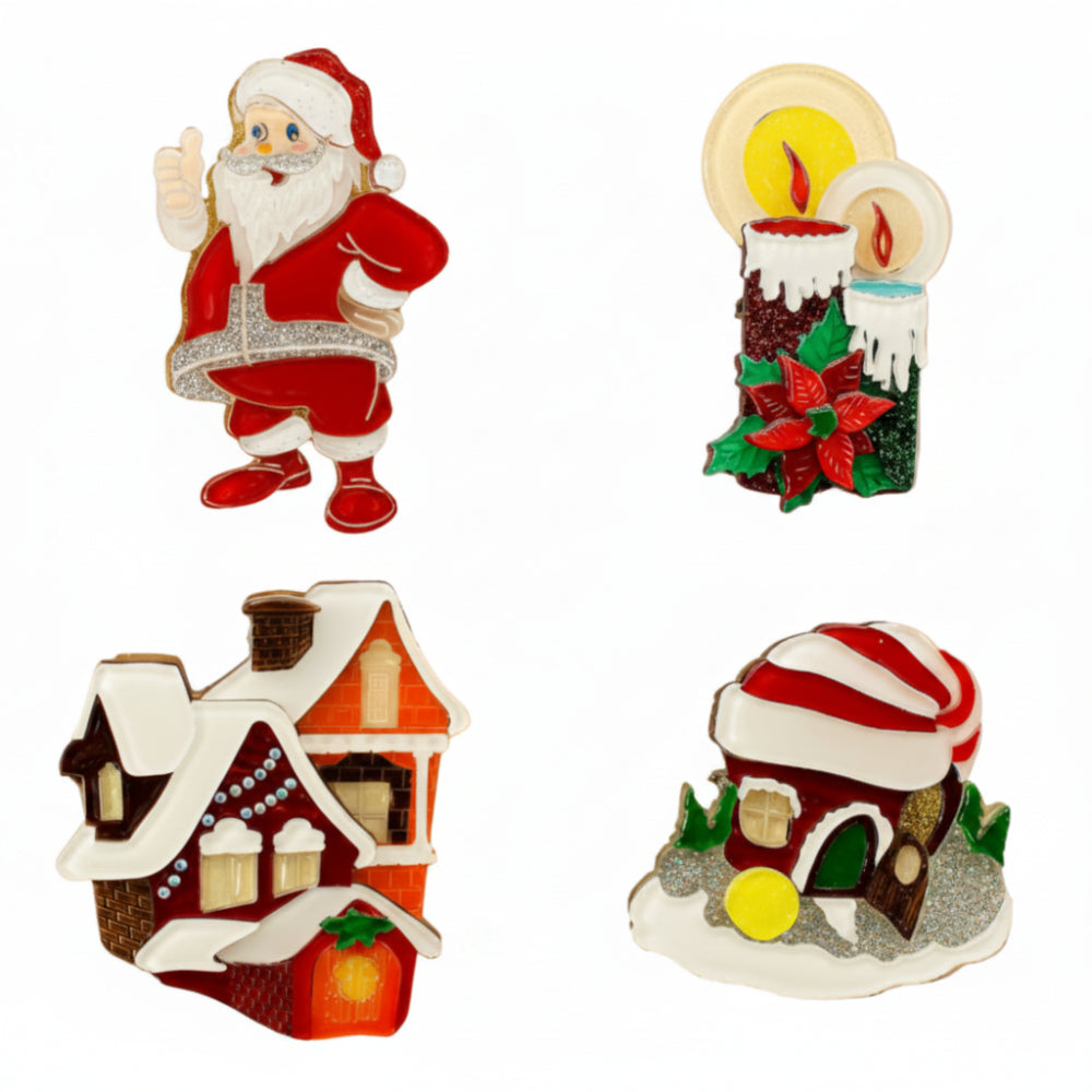 Gemütliches Weihnachtsbrosche-Quartett