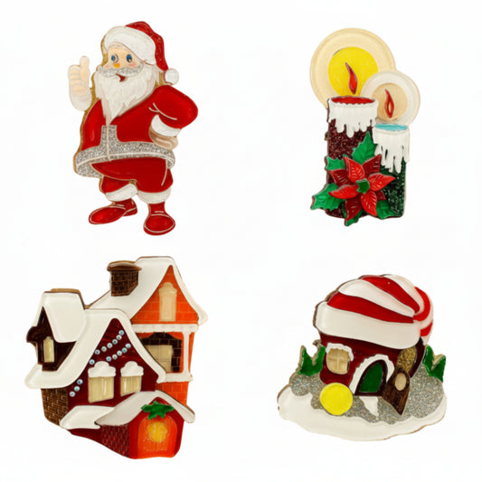 Cozy Christmas Brooch Quartet