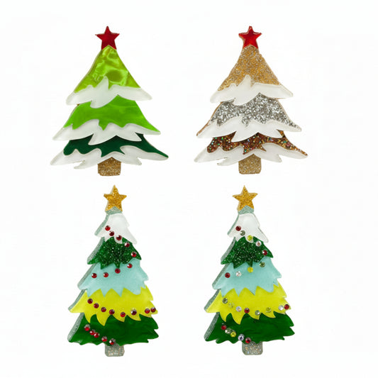 Set di spille albero brinato e festivo