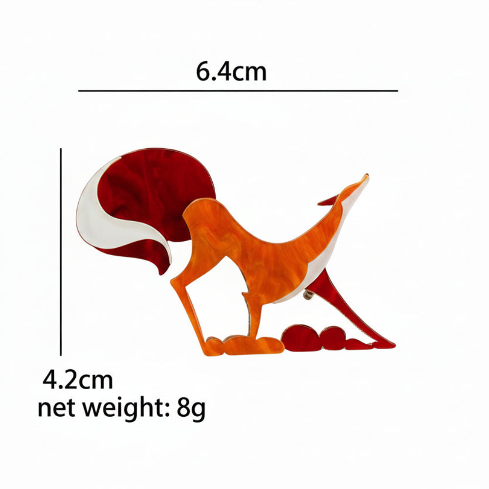 Geometric Fox Brooch