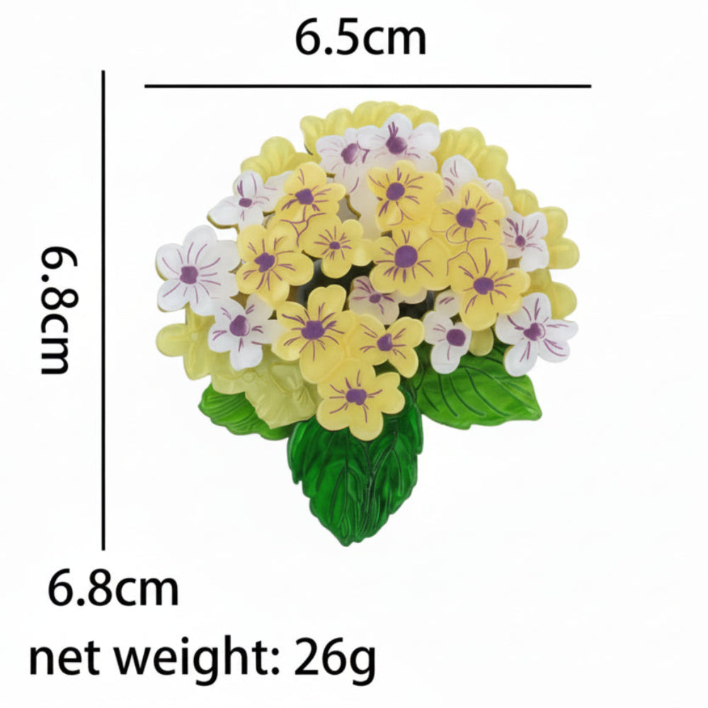 Broche de acrílico de hortensia