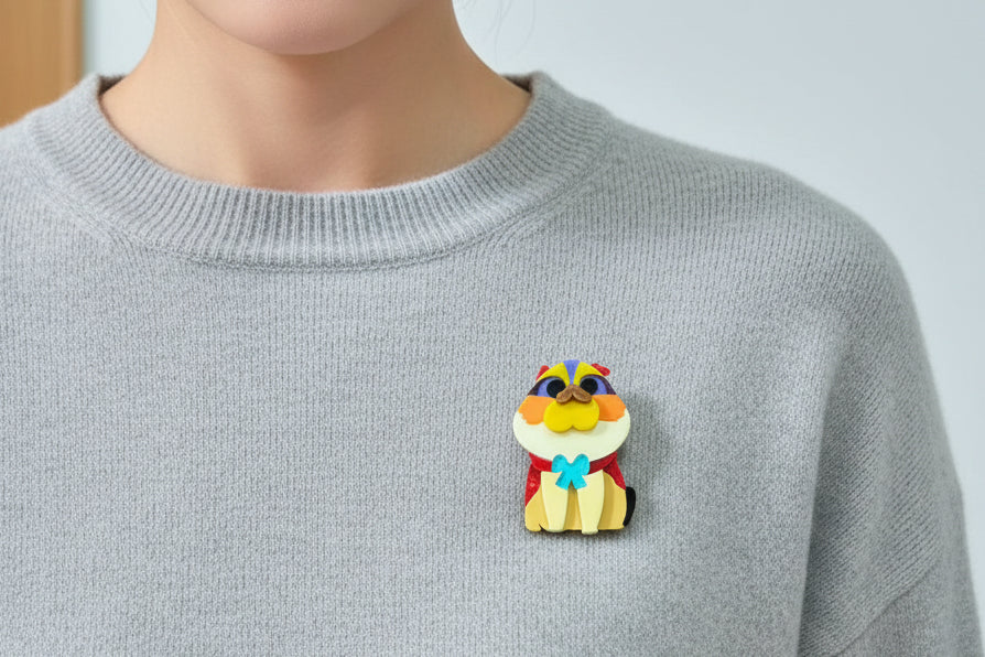 Cute Nick Puppy Acrylic Brooch