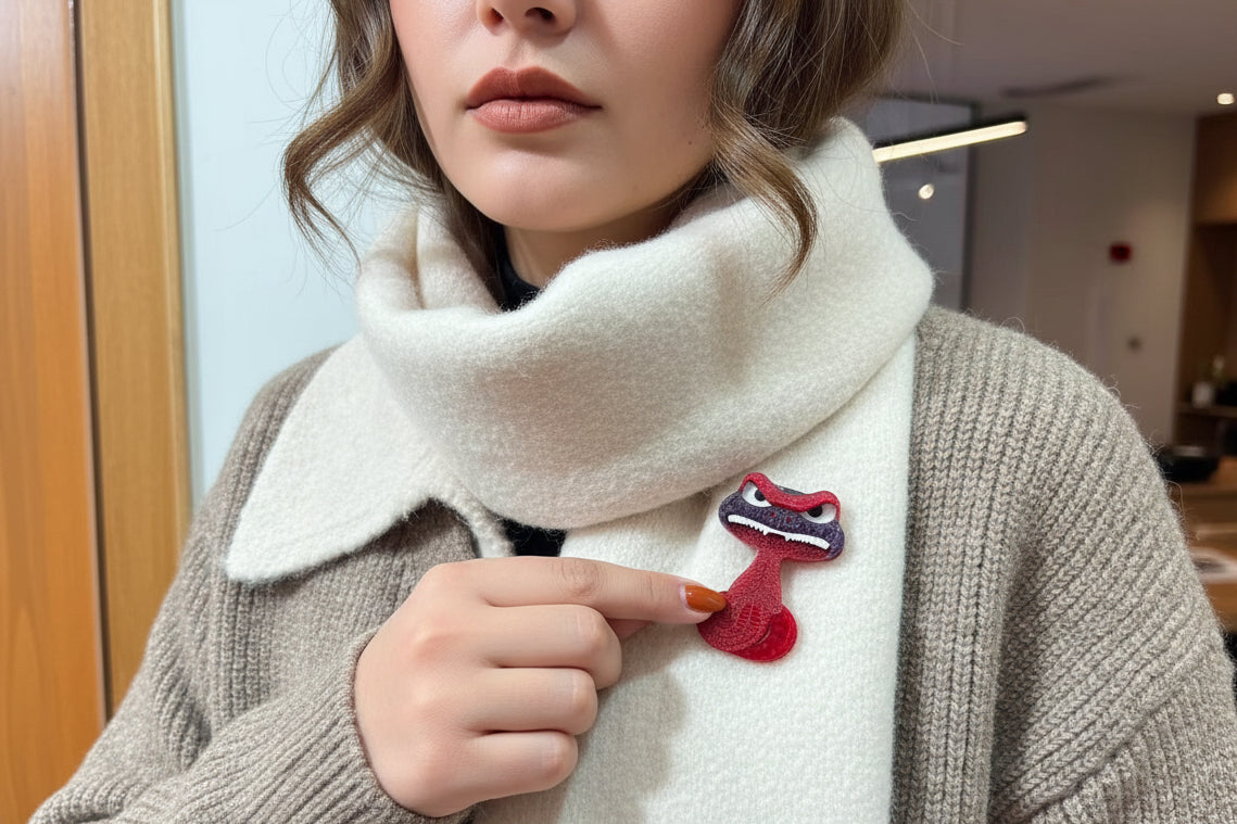 Acrylic Grinning Snake Brooch