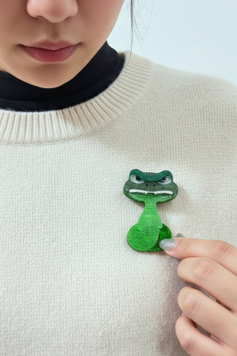 Acrylic Grinning Snake Brooch