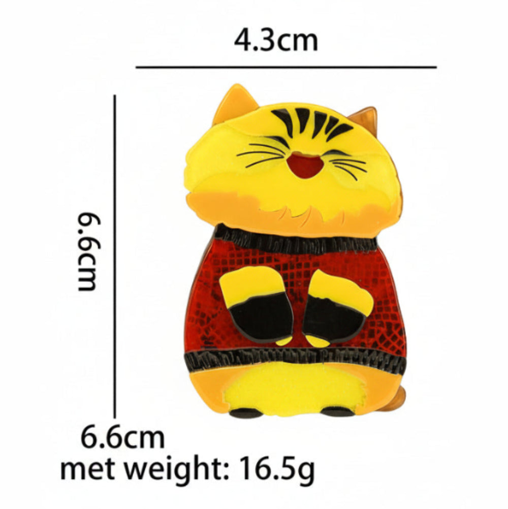 Cheerful Cat Acrylic Brooch