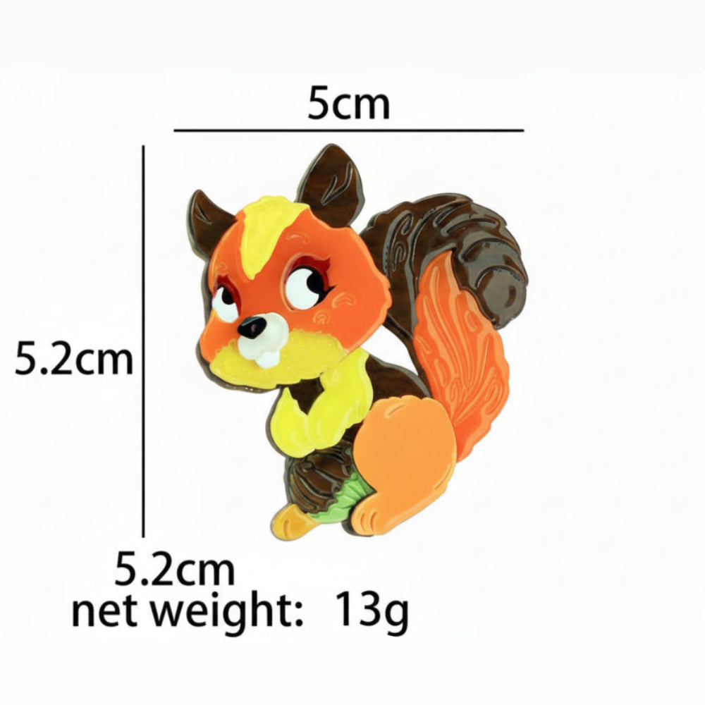 Cute Squirrel Acrylic Brooch