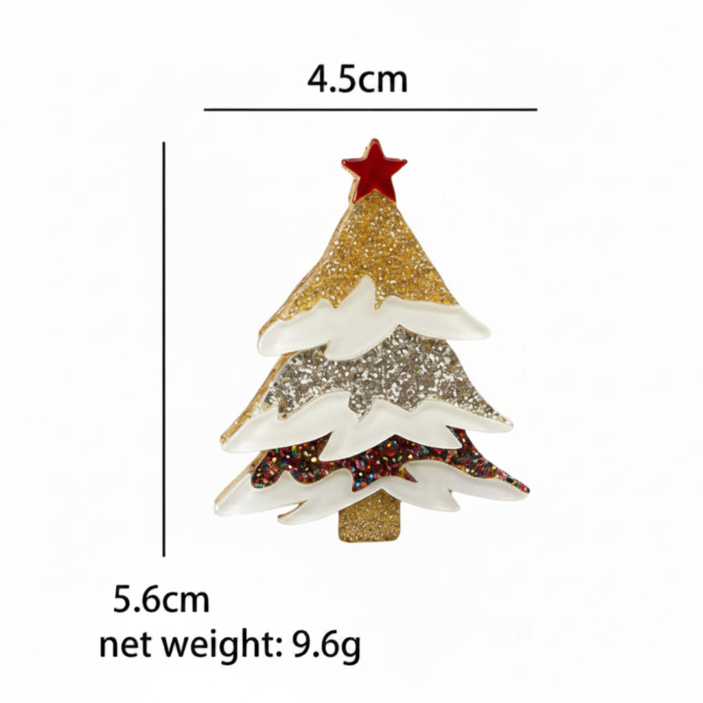 Frosted & Festive Tree Brooch Set
