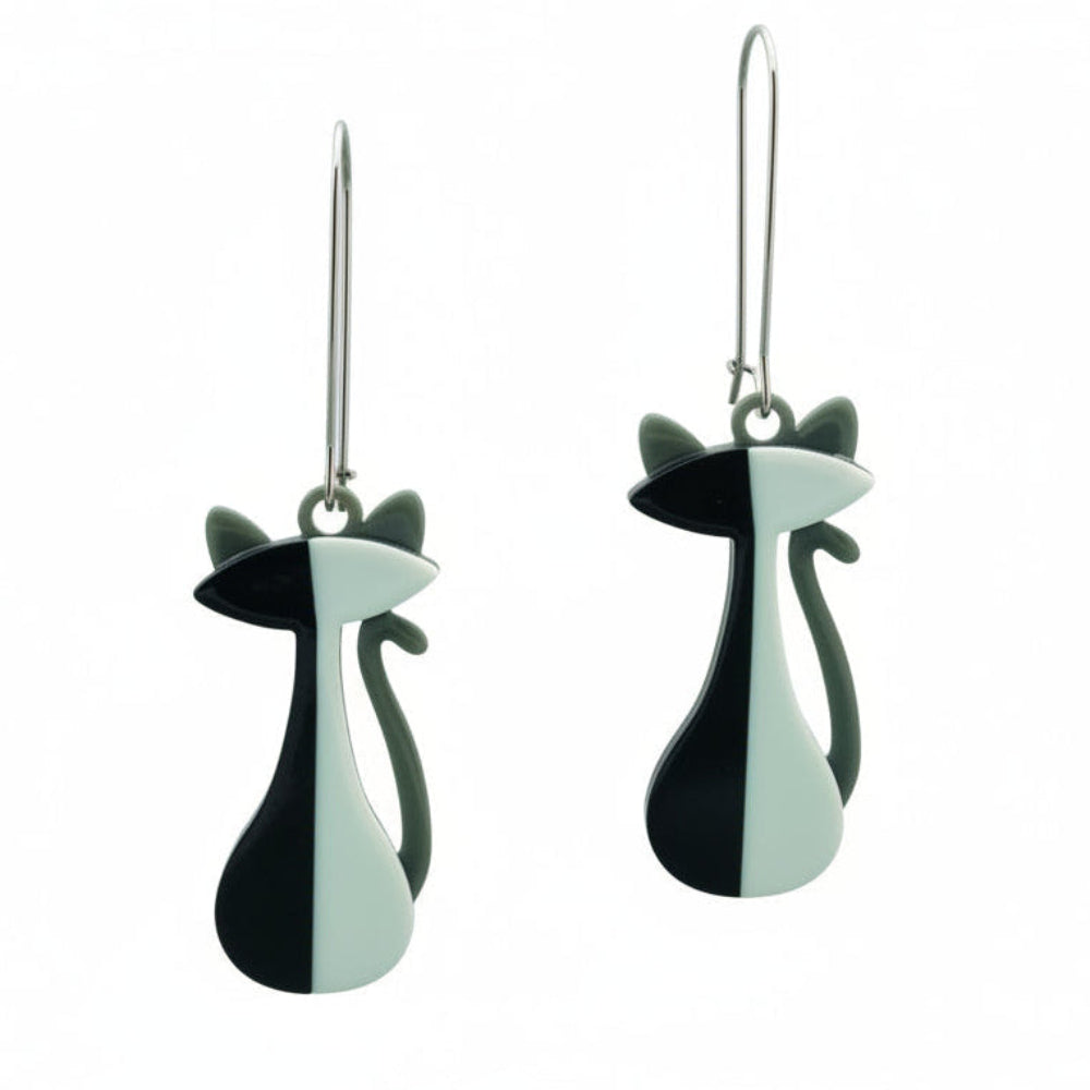 Two-tone cat-shaped earrings