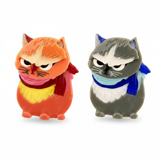 Pouty Angry Cat Acrylic Brooch