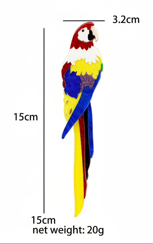 Farbenfrohe Ara- oder Eisvogel-Brosche