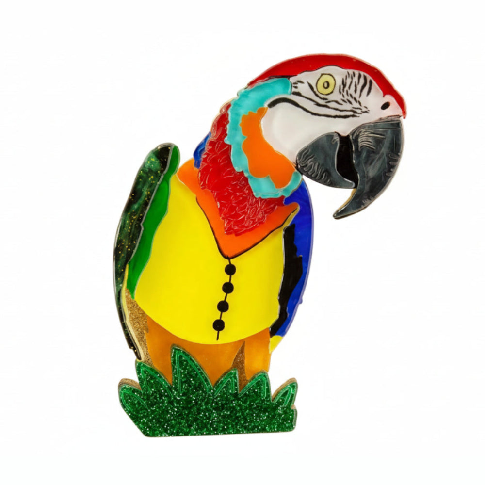 Farbenfrohe Ara- oder Eisvogel-Brosche