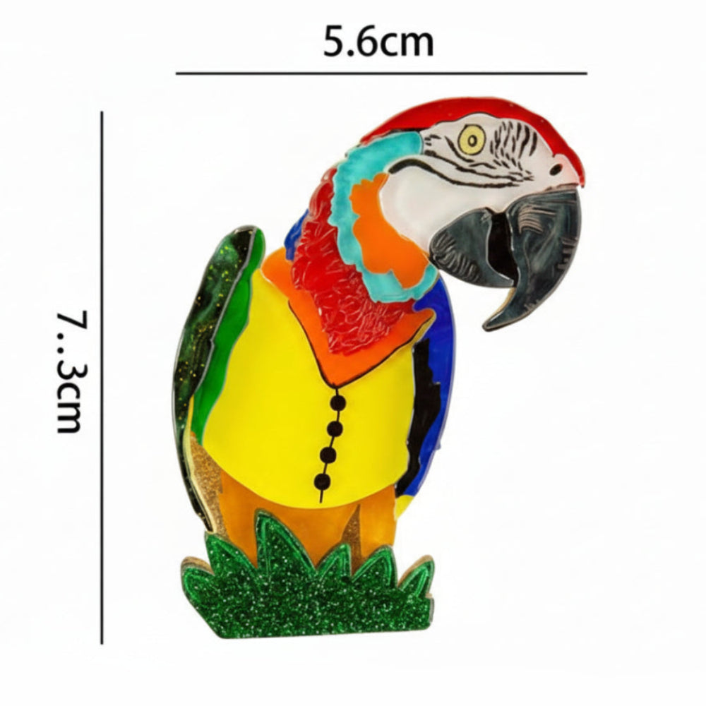 Farbenfrohe Ara- oder Eisvogel-Brosche
