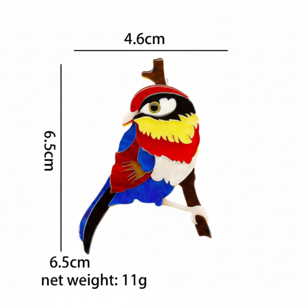 Farbenfrohe Ara- oder Eisvogel-Brosche