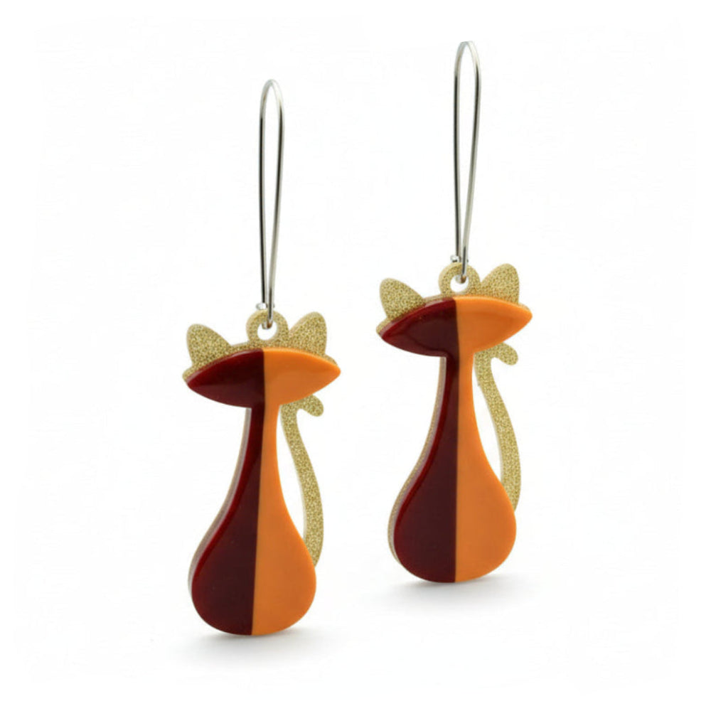 Two-tone cat-shaped earrings