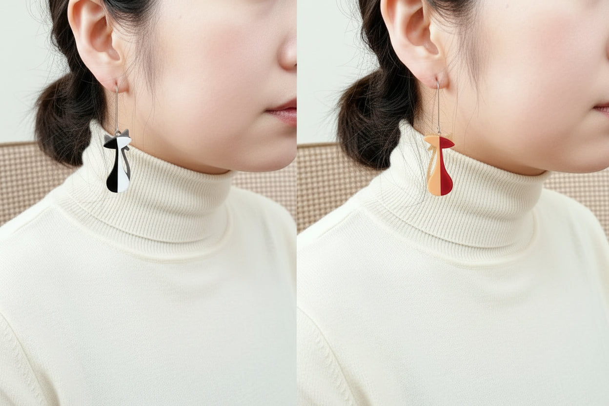 Two-tone cat-shaped earrings