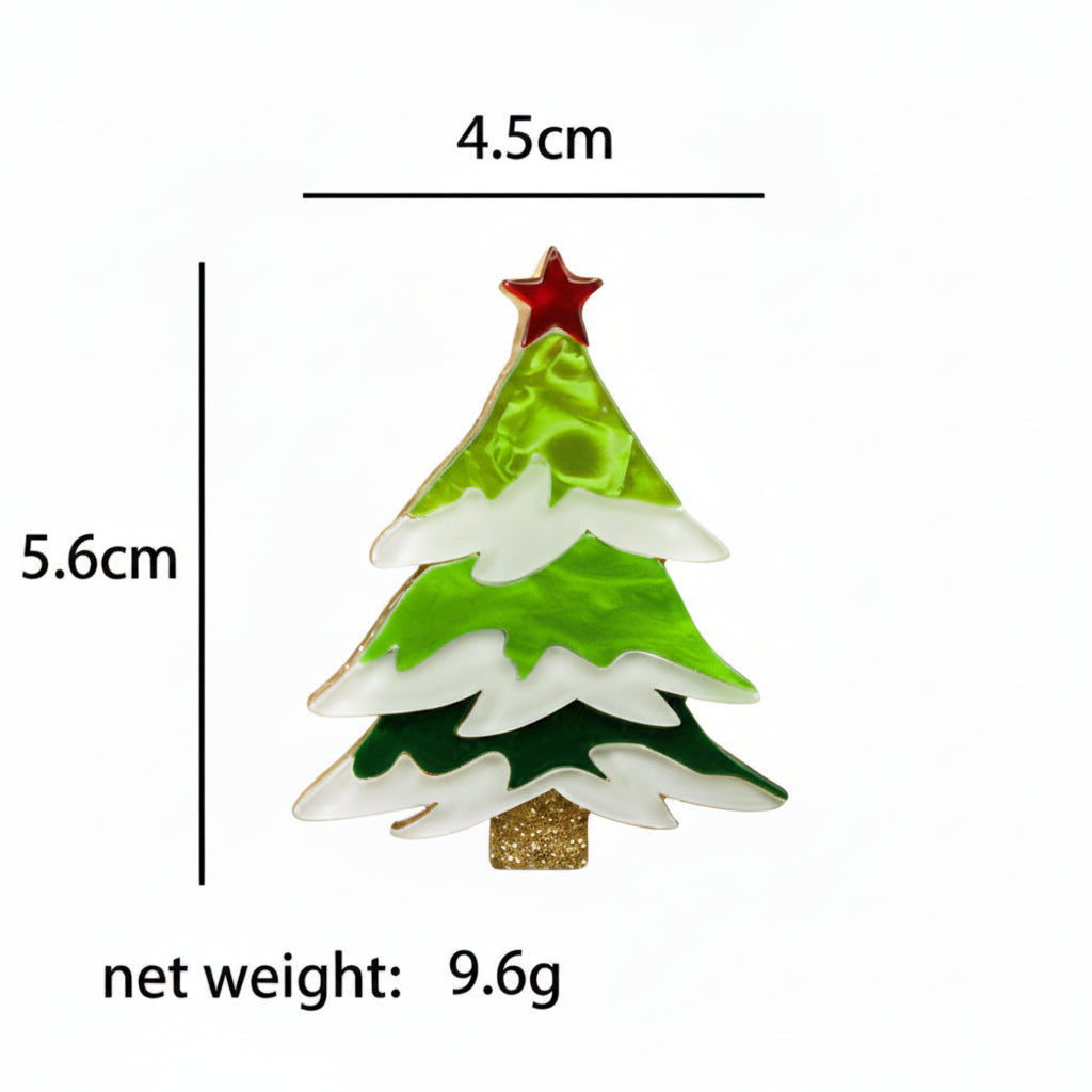 Frosted & Festive Tree Brooch Set