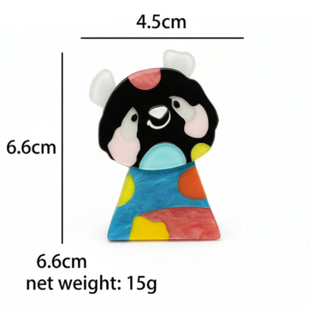 Acrylic Panda & Colorful Bear Brooches