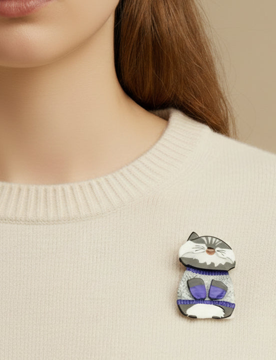 Cheerful Cat Acrylic Brooch