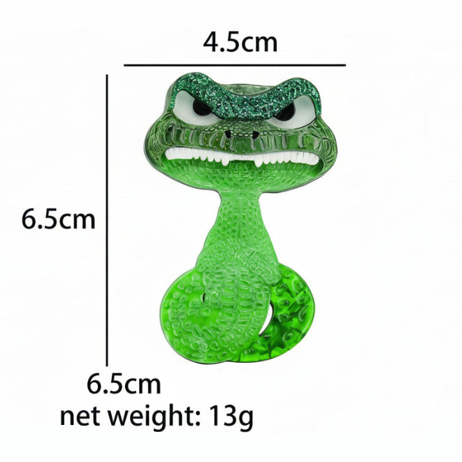 Acrylic Grinning Snake Brooch