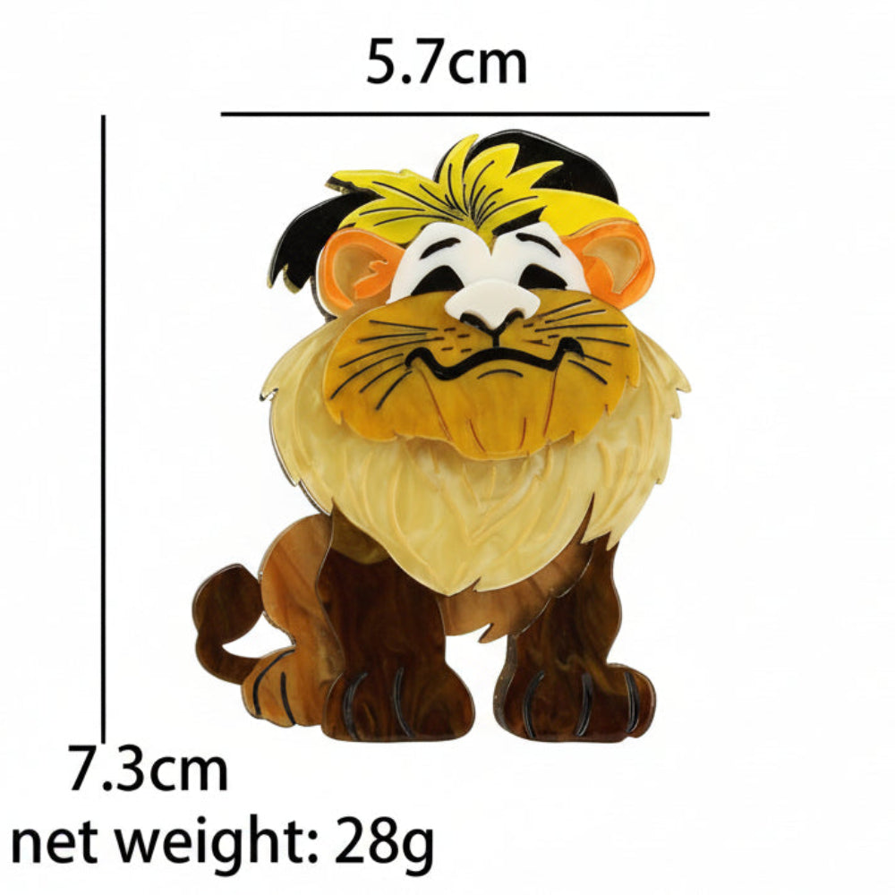 Smiling Leo Lion Acrylic Brooch