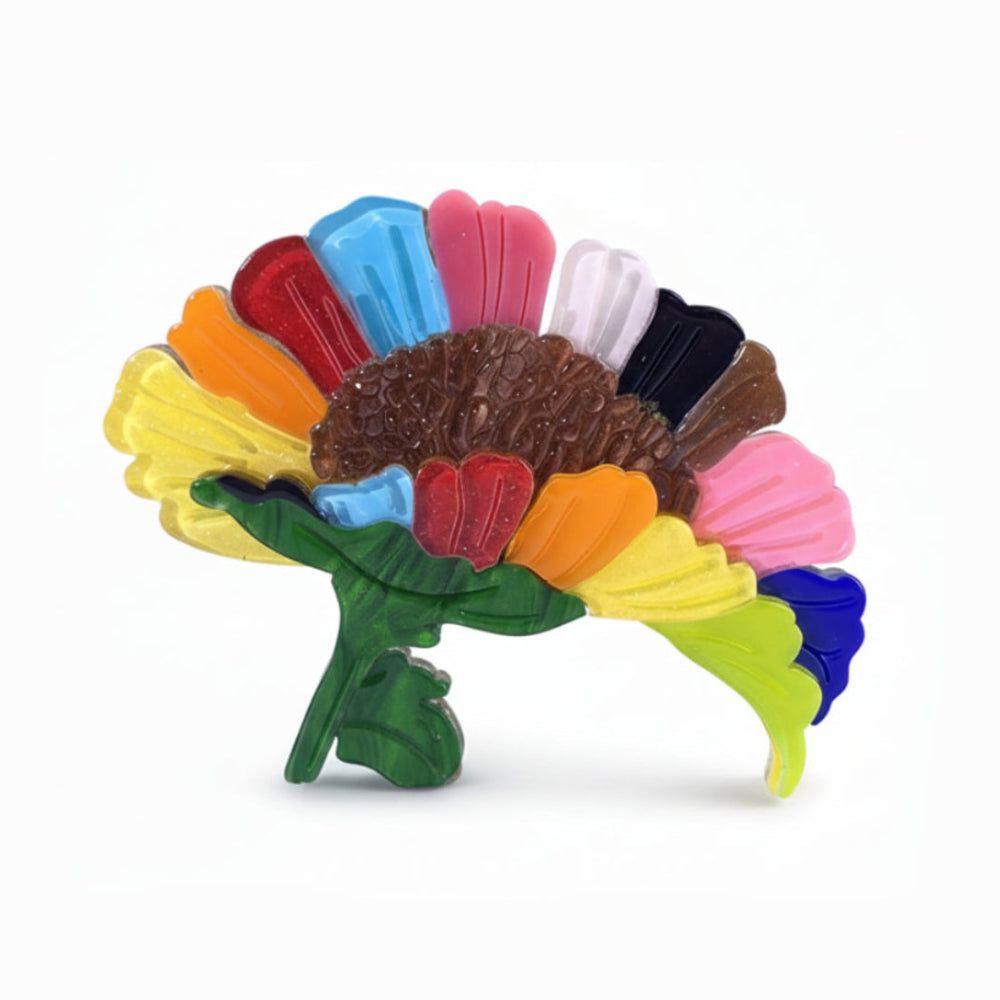 Sonnige Gänseblümchen / Regenbogen-Gerbera Brosche