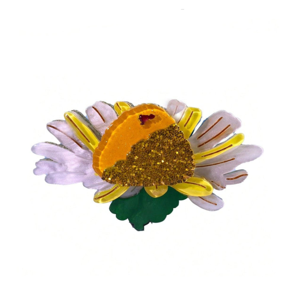 Sonnige Gänseblümchen / Regenbogen-Gerbera Brosche