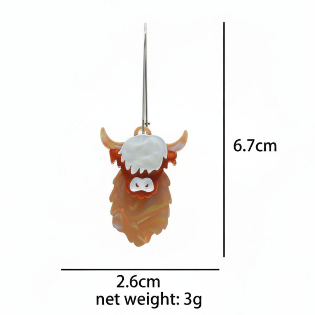 Layered Highland Cow Earrings