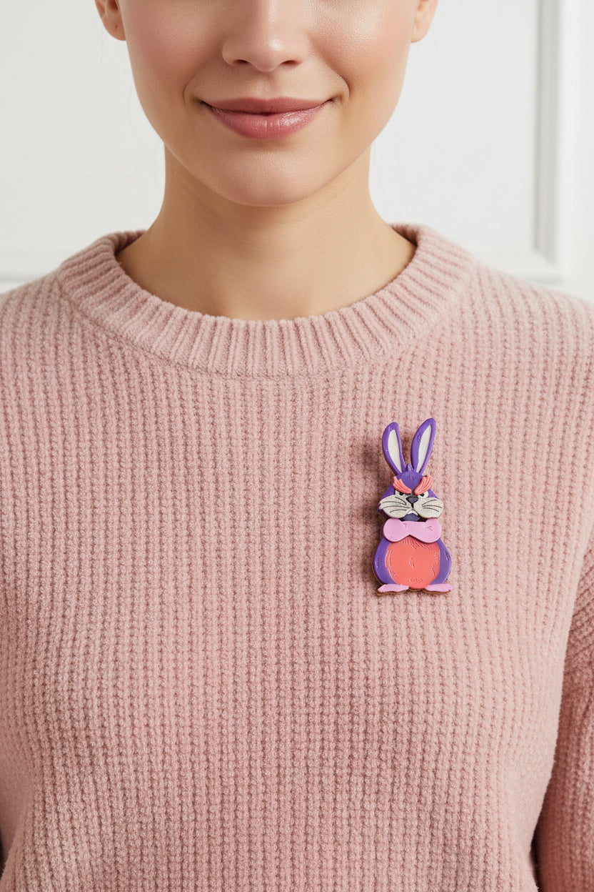 Grumpy Bunny Acrylic Brooch