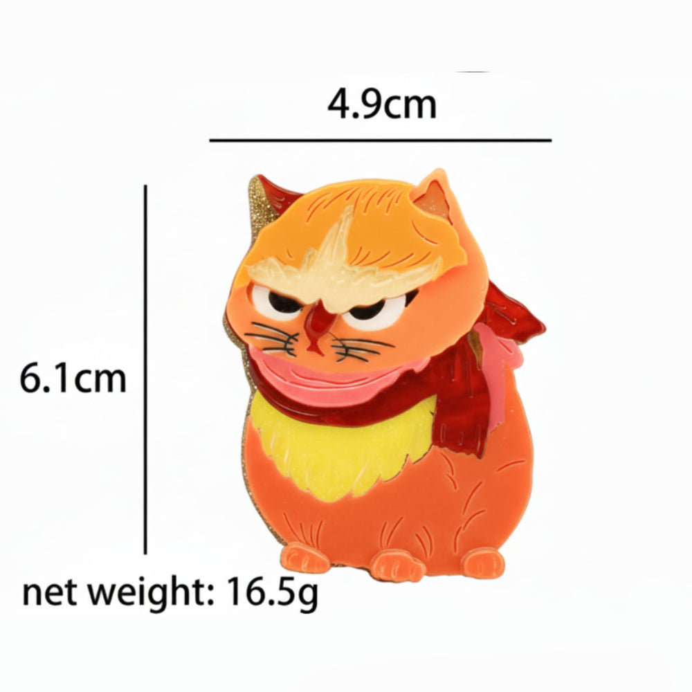Pouty Angry Cat Acrylic Brooch