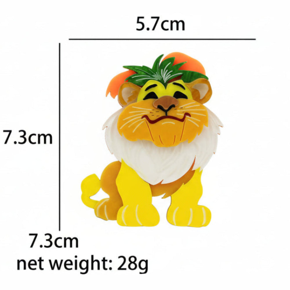 Smiling Leo Lion Acrylic Brooch