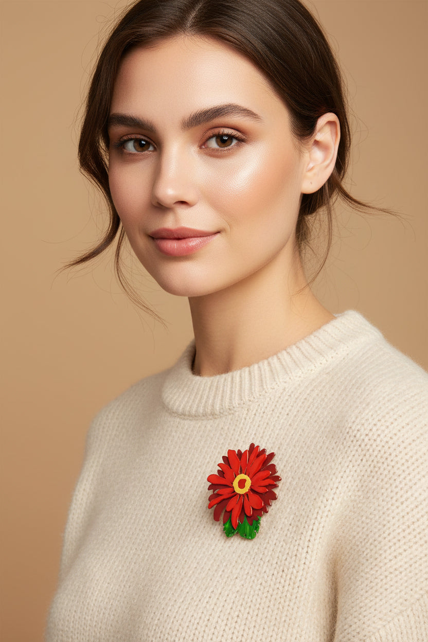 Gerbera Flower Brooch
