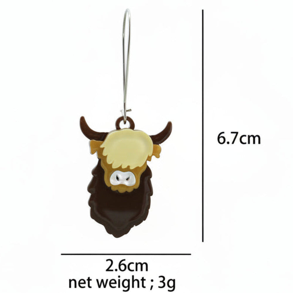 Layered Highland Cow Earrings