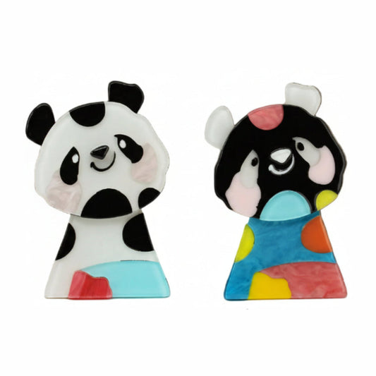 Acrylic Panda & Colorful Bear Brooches